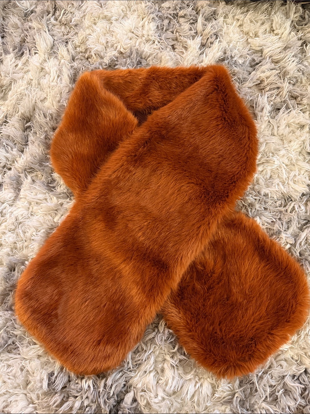 Banana Republic Faux Fur Wrap Scarf in Burnt Orange